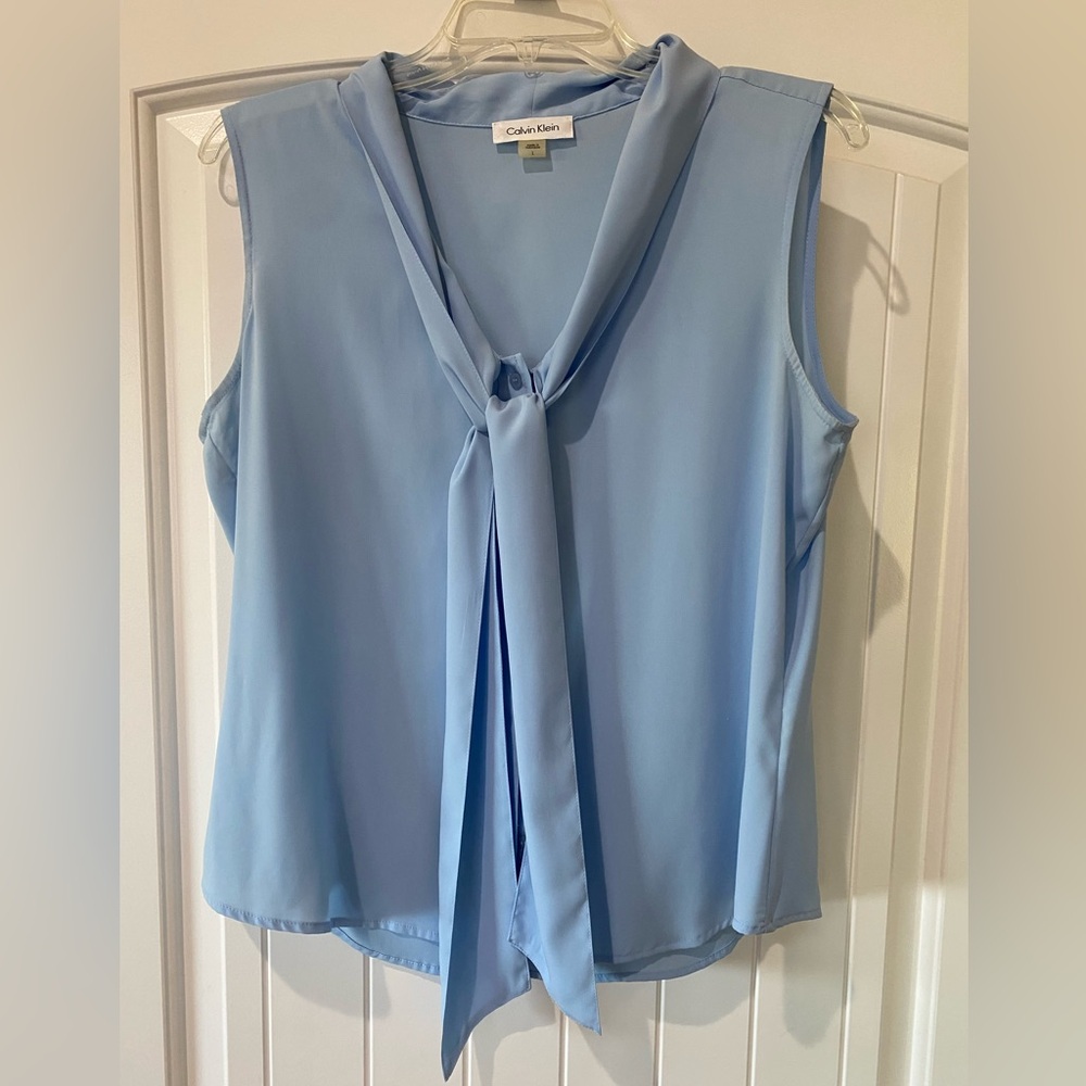 Calvin Klein Light Blue Tie-Front Blouse